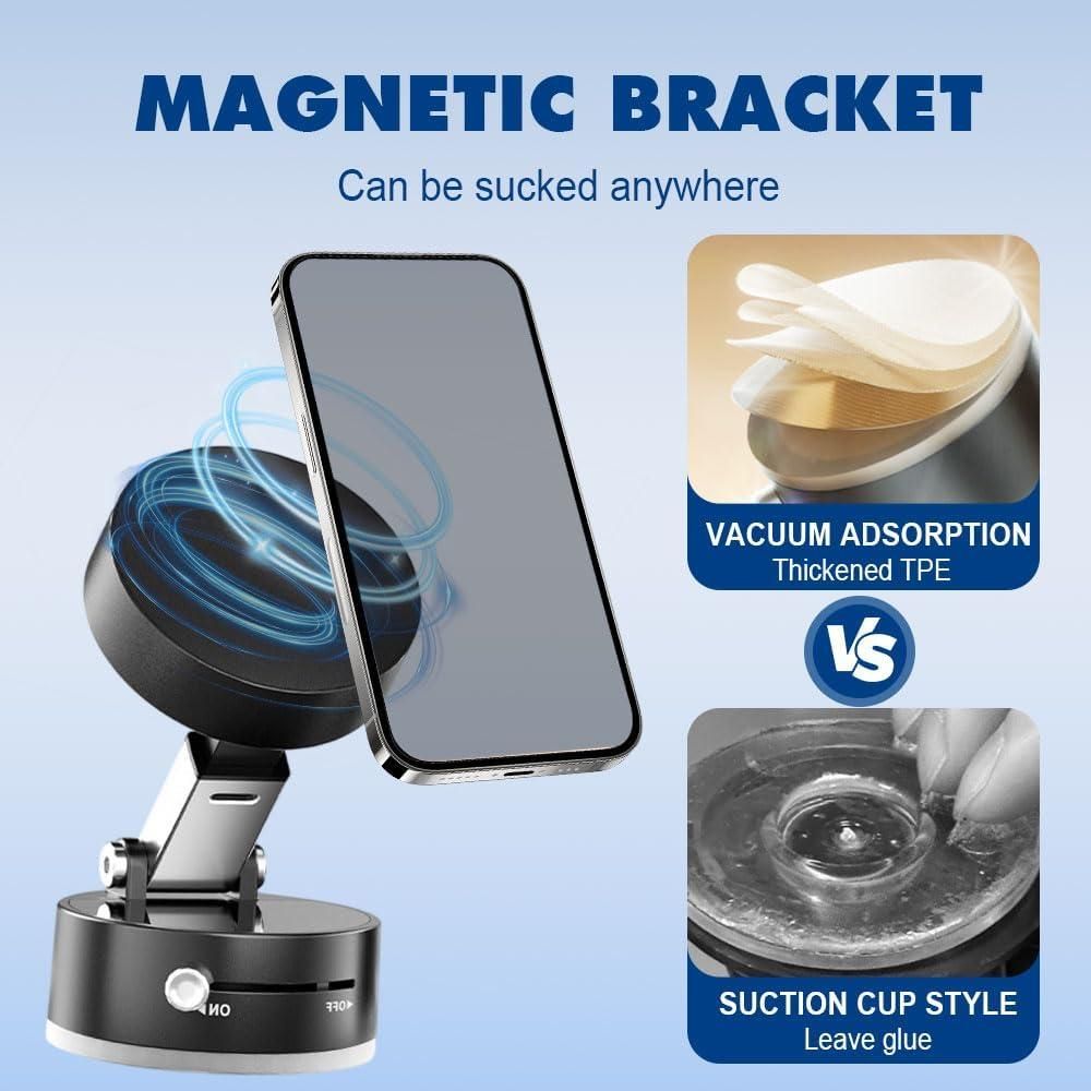 Foldable 360° Magnetic Vacuum Suction Phone Holder