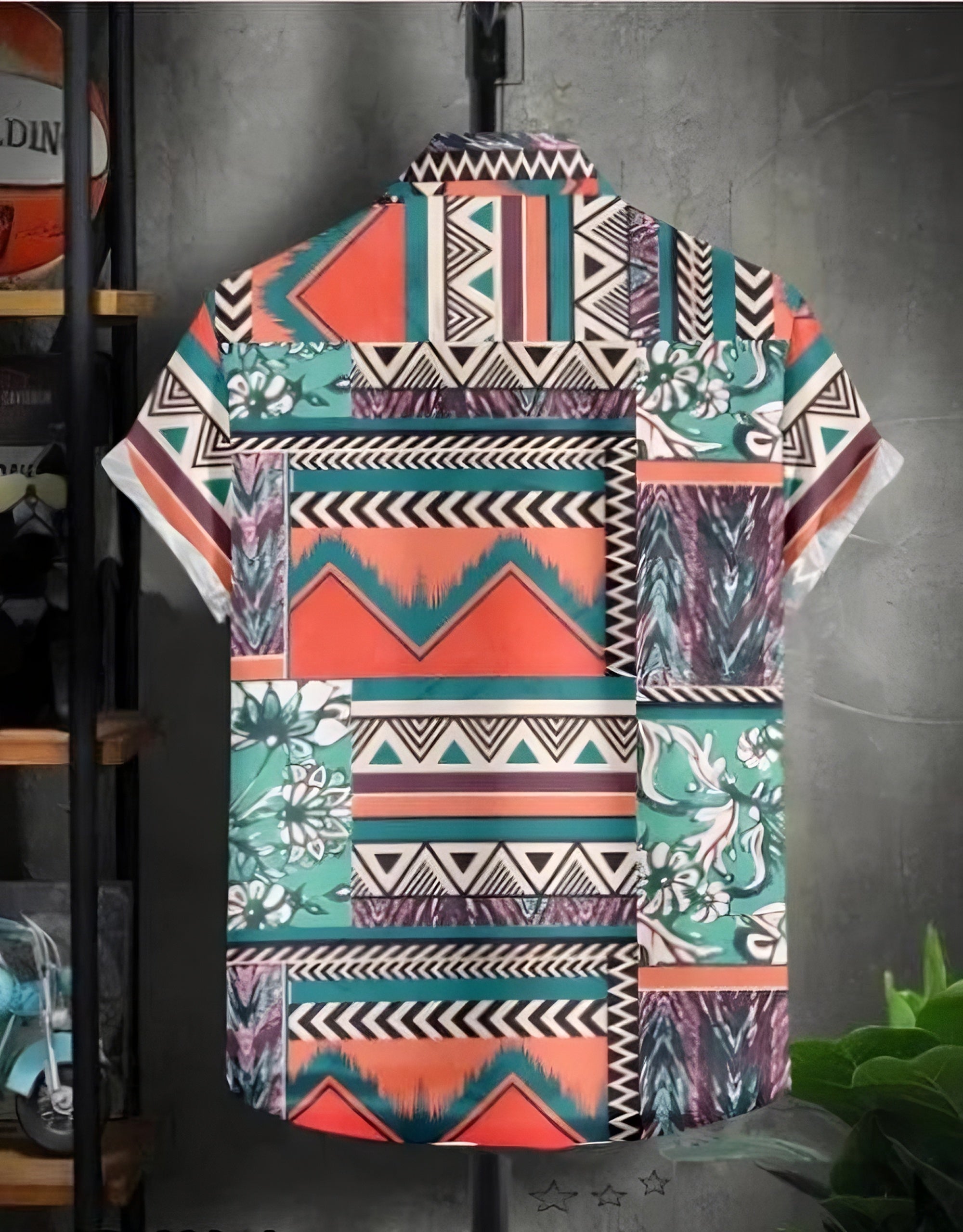 Tropical Tribal Print Short Sleeve Shirt for Men (Regular Fit)