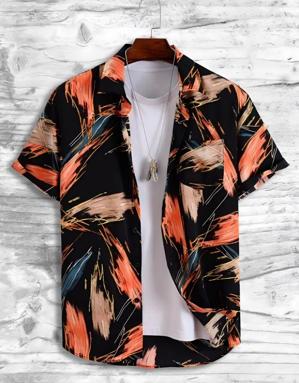 Men’s Abstract Brushstroke Print Casual Shirt (Regular Fit)