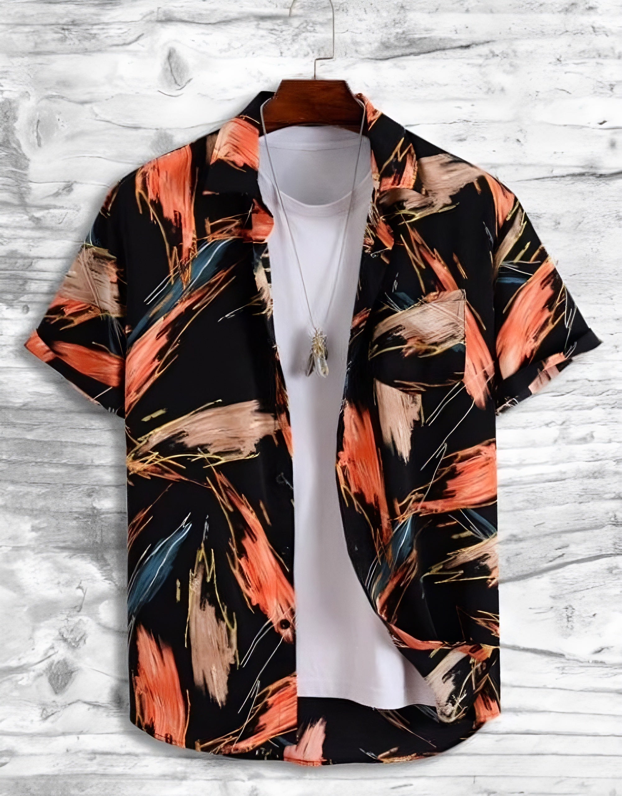 Men’s Abstract Brushstroke Print Casual Shirt (Regular Fit)